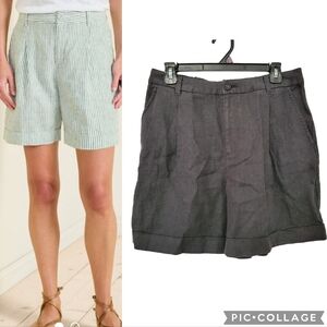 NWT Garnet Hill Linen Trouser Shorts Size 10 Solid Black Quiet Luxury High Rise